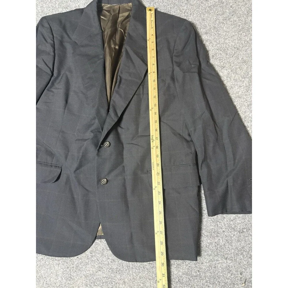 John O'Hara Suit Jacket Mens 44 Blue Check 2 Btn Notch Hand Tailored Made USA